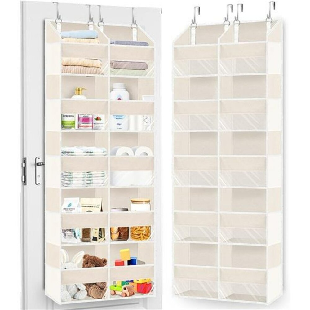 Over The Door Organizer 5 Tier Hanging Storage Rack with 10 Compartments Beige